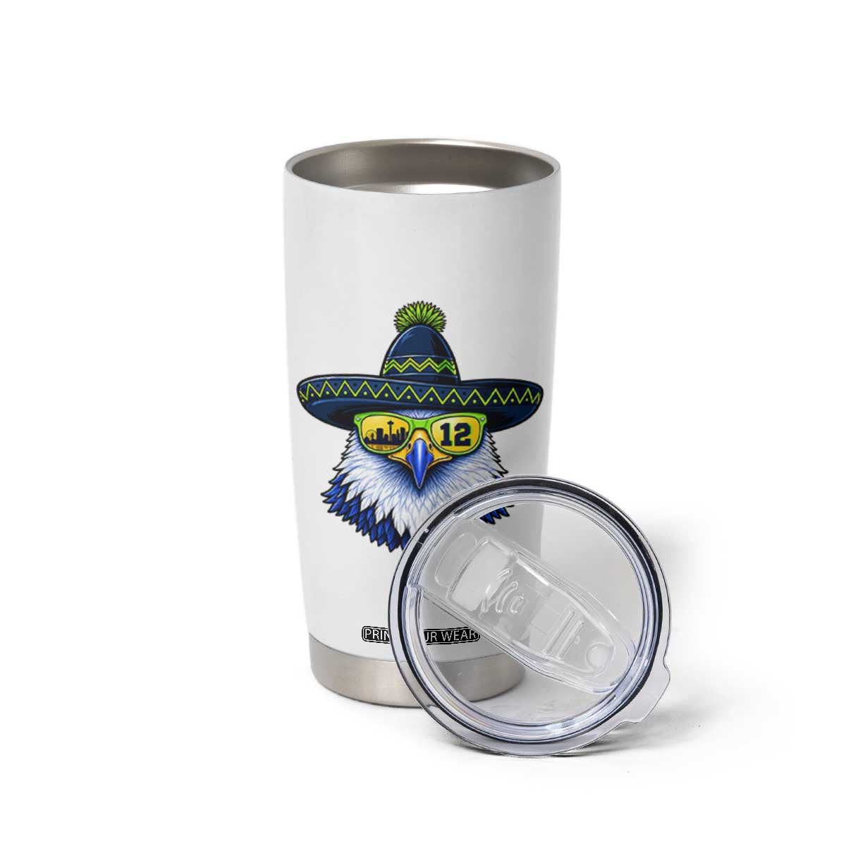Sombrero Eagle With Neon Skyline Sunglasses Tumbler Cup Emerald City Pride TS12 Print Your Wear