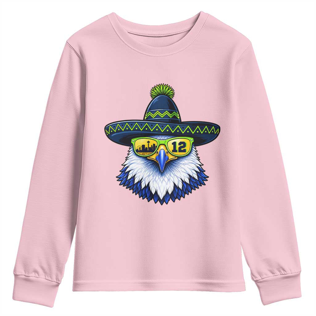 Sombrero Eagle With Neon Skyline Sunglasses Youth Sweatshirt Emerald City Pride TS12 Light Pink Print Your Wear