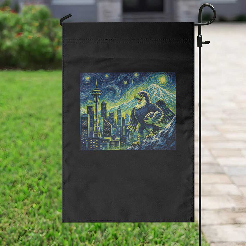 Starry Night Seattle Skyline Eagle Garden Flag Vintage Football Fan Pacific Northwest Pride TS12 Print Your Wear
