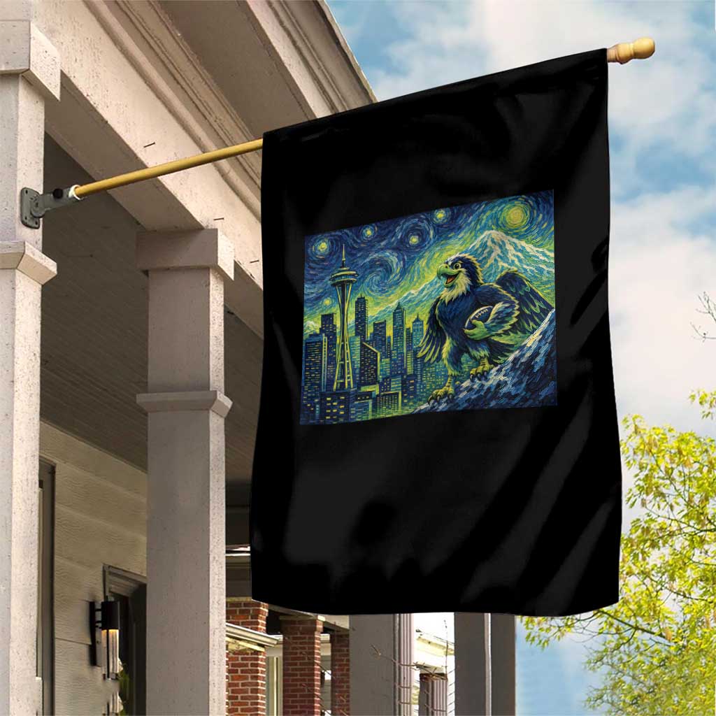 Starry Night Seattle Skyline Eagle Garden Flag Vintage Football Fan Pacific Northwest Pride TS12 Print Your Wear