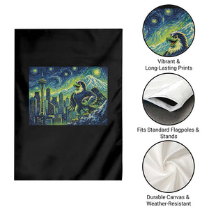 Starry Night Seattle Skyline Eagle Garden Flag Vintage Football Fan Pacific Northwest Pride TS12 Print Your Wear
