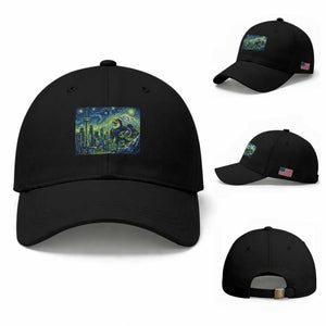 Starry Night Seattle Skyline Eagle Baseball Cap Vintage Football Fan Pacific Northwest Pride TS12 Baseball Cap Universal Fit Black Print Your Wear
