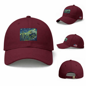 Starry Night Seattle Skyline Eagle Baseball Cap Vintage Football Fan Pacific Northwest Pride TS12 Baseball Cap Universal Fit Maroon Print Your Wear