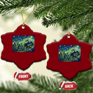 Starry Night Seattle Skyline Eagle Ceramic Ornament Vintage Football Fan Pacific Northwest Pride TS12 Print Your Wear