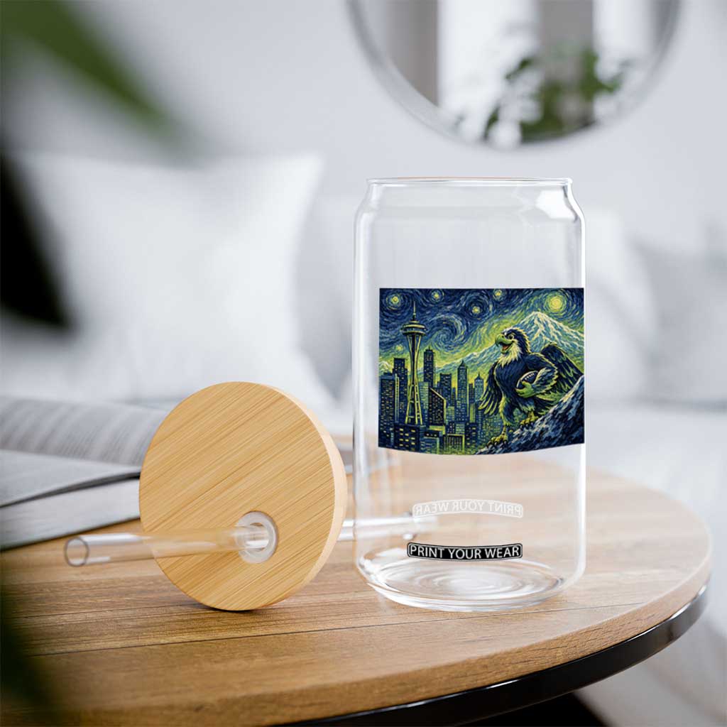 Starry Night Seattle Skyline Eagle Glass Can Vintage Football Fan Pacific Northwest Pride TS12 Print Your Wear