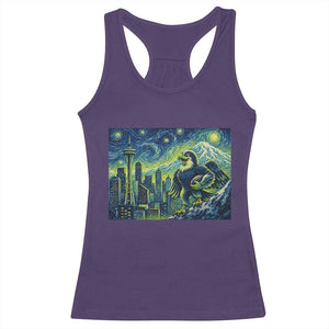 Starry Night Seattle Skyline Eagle Racerback Tank Top Vintage Football Fan Pacific Northwest Pride TS12 Purple Print Your Wear