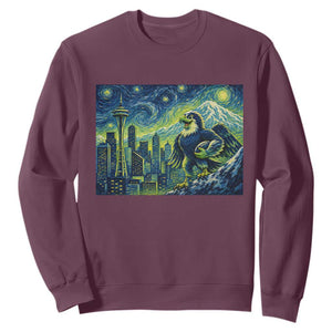 Starry Night Seattle Skyline Eagle Sweatshirt Vintage Football Fan Pacific Northwest Pride TS12 Maroon Print Your Wear