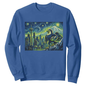 Starry Night Seattle Skyline Eagle Sweatshirt Vintage Football Fan Pacific Northwest Pride TS12 Royal Blue Print Your Wear