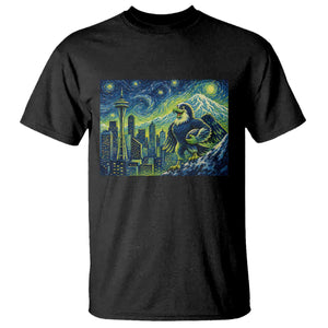 Starry Night Seattle Skyline Eagle T Shirt Vintage Football Fan Pacific Northwest Pride TS12 Black Print Your Wear