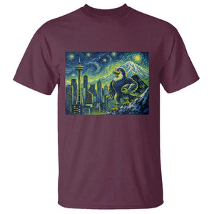 Starry Night Seattle Skyline Eagle T Shirt Vintage Football Fan Pacific Northwest Pride TS12 Maroon Print Your Wear