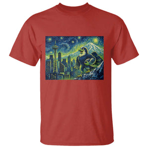 Starry Night Seattle Skyline Eagle T Shirt Vintage Football Fan Pacific Northwest Pride TS12 Red Print Your Wear