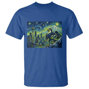 Starry Night Seattle Skyline Eagle T Shirt Vintage Football Fan Pacific Northwest Pride TS12 Royal Blue Print Your Wear