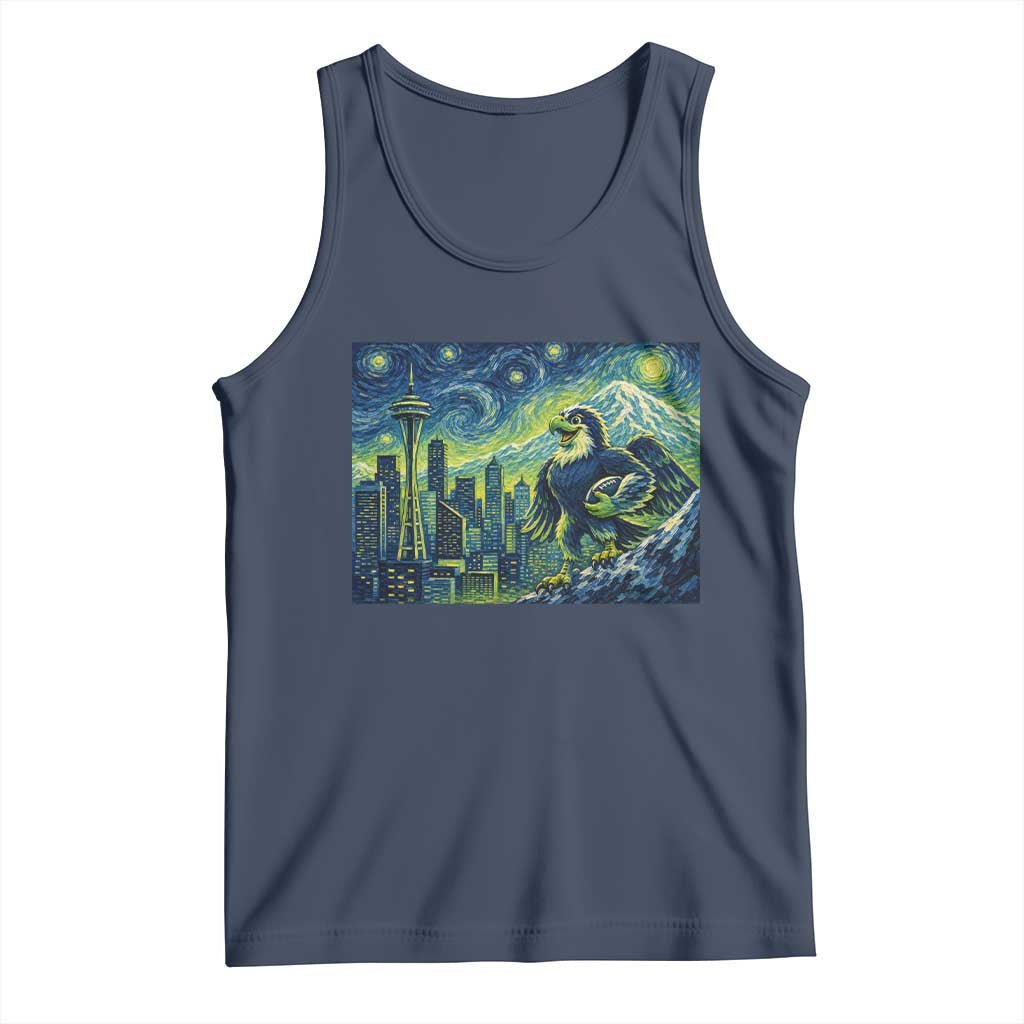 Starry Night Seattle Skyline Eagle Tank Top Vintage Football Fan Pacific Northwest Pride TS12 Navy Print Your Wear