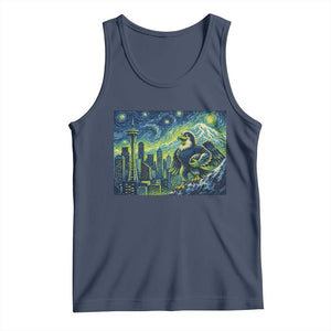Starry Night Seattle Skyline Eagle Tank Top Vintage Football Fan Pacific Northwest Pride TS12 Navy Print Your Wear