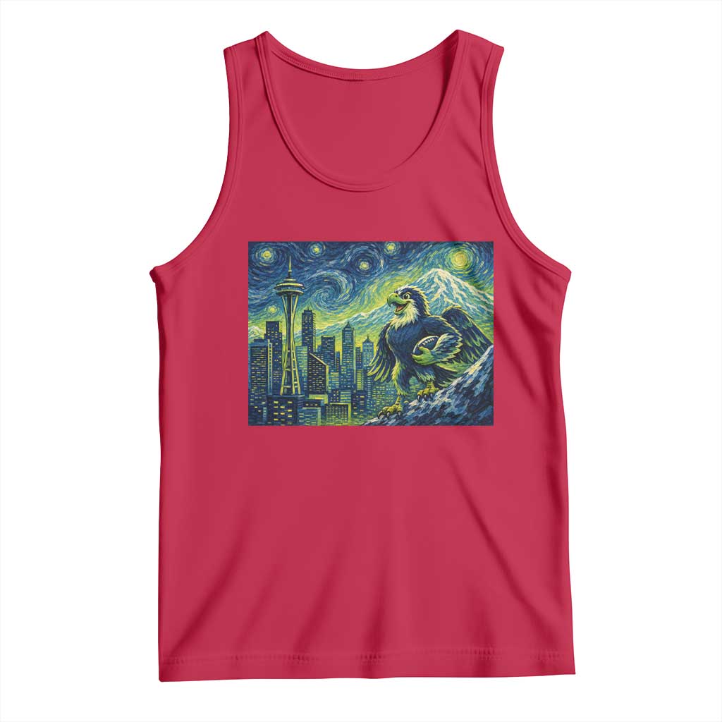 Starry Night Seattle Skyline Eagle Tank Top Vintage Football Fan Pacific Northwest Pride TS12 Red Print Your Wear