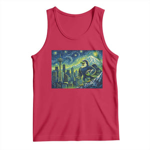 Starry Night Seattle Skyline Eagle Tank Top Vintage Football Fan Pacific Northwest Pride TS12 Red Print Your Wear