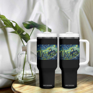 Starry Night Seattle Skyline Eagle Tumbler With Handle Vintage Football Fan Pacific Northwest Pride TS12 Print Your Wear