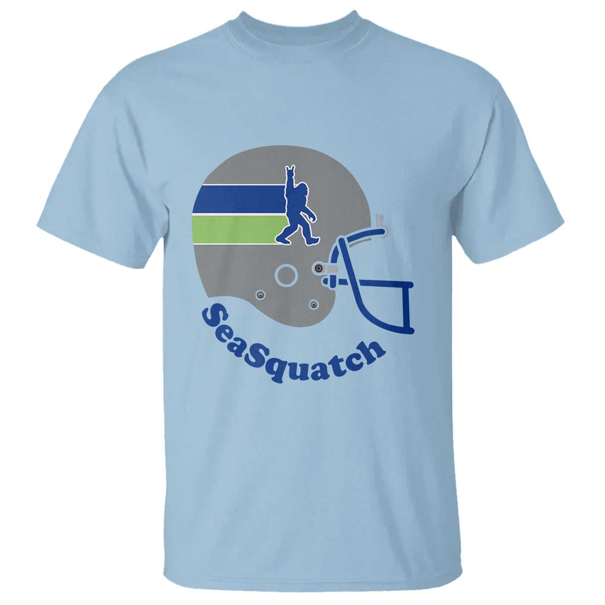 SeaSquatch Bigfoot Football Helmet T Shirt Seattle Sports Fan Pride TS12 Light Blue Print Your Wear