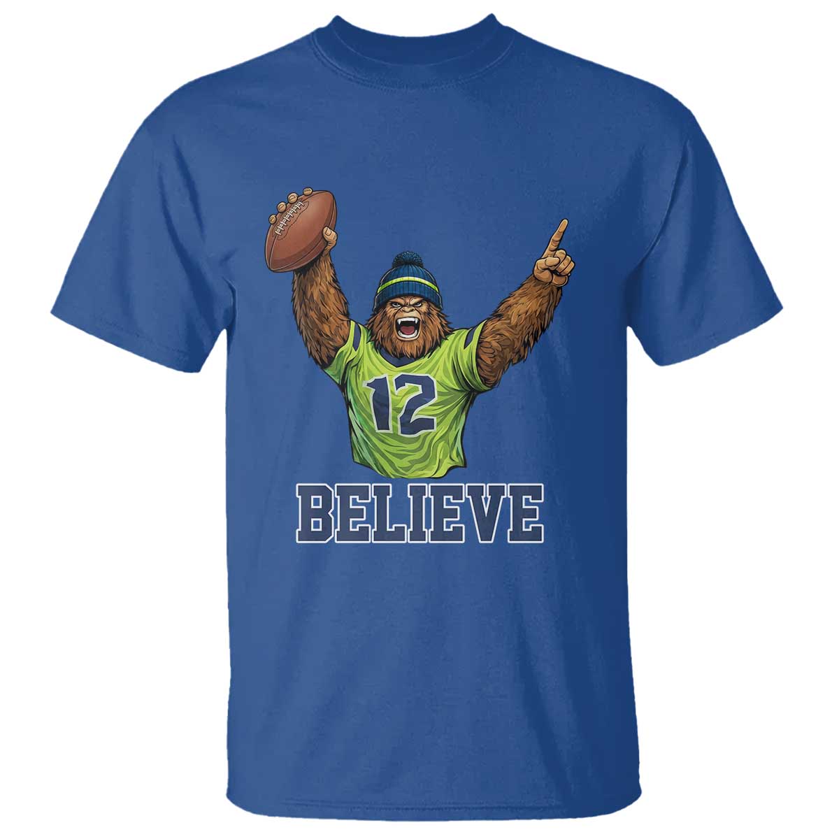 Funny Bigfoot Seattle Sports Fan T Shirt Pacific Northwest Football Graphic TS12 Royal Blue Print Your Wear