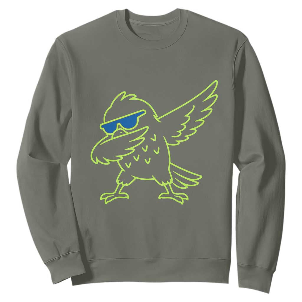 Funny Emerald City Seattle Bird Dabbing Sweatshirt Pacific Northwest Sports Fan TS12 Military Green Print Your Wear