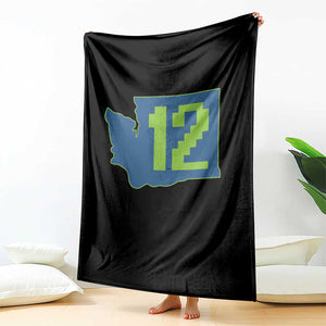 Washington State Map Number 12 Throw Blanket Pacific Northwest Sports Fan TS12 Print Your Wear