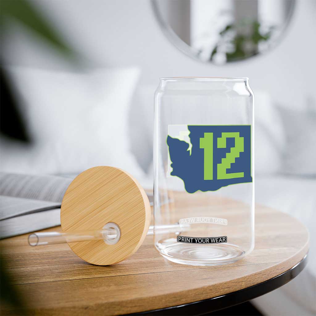 Washington State Map Number 12 Glass Can Pacific Northwest Sports Fan TS12 Print Your Wear