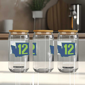 Washington State Map Number 12 Glass Can Pacific Northwest Sports Fan TS12 Print Your Wear