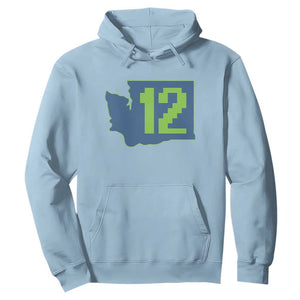 Washington State Map Number 12 Hoodie Pacific Northwest Sports Fan TS12 Light Blue Print Your Wear