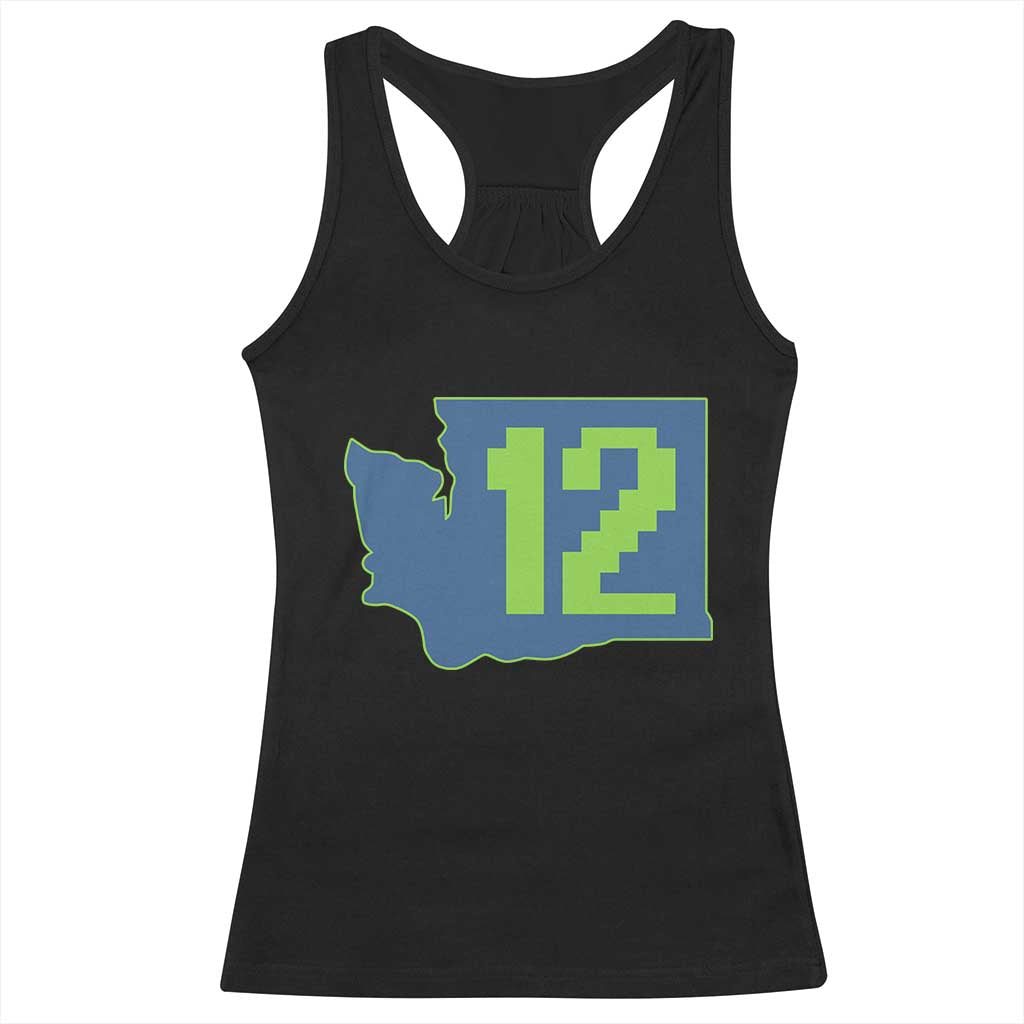 Washington State Map Number 12 Racerback Tank Top Pacific Northwest Sports Fan TS12 Black Print Your Wear