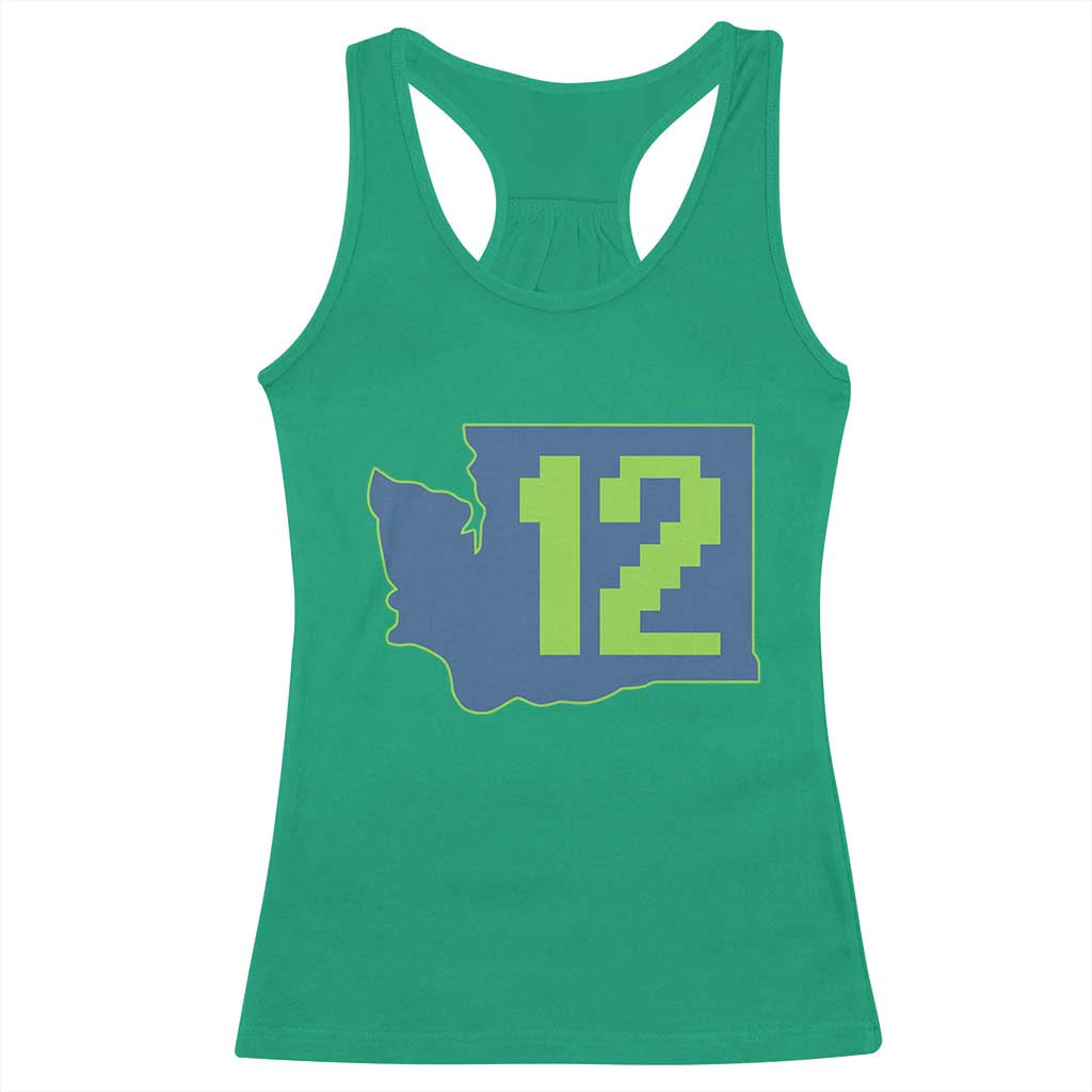 Washington State Map Number 12 Racerback Tank Top Pacific Northwest Sports Fan TS12 Irish Green Print Your Wear