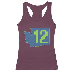 Washington State Map Number 12 Racerback Tank Top Pacific Northwest Sports Fan TS12 Maroon Print Your Wear