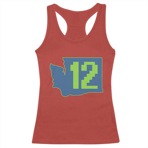 Washington State Map Number 12 Racerback Tank Top Pacific Northwest Sports Fan TS12 Red Print Your Wear