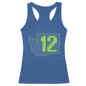 Washington State Map Number 12 Racerback Tank Top Pacific Northwest Sports Fan TS12 Royal Blue Print Your Wear