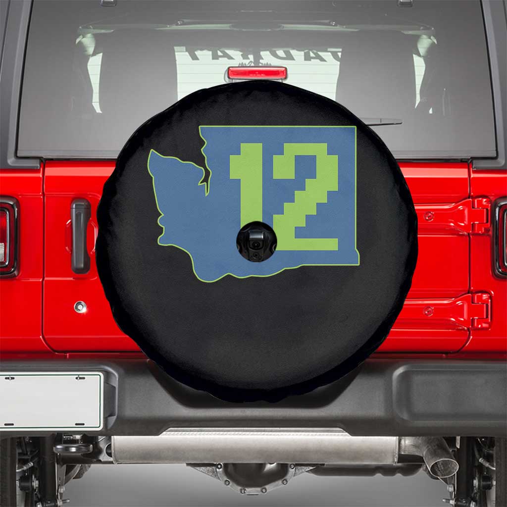 Washington State Map Number 12 Spare Tire Cover Pacific Northwest Sports Fan TS12 Black Print Your Wear