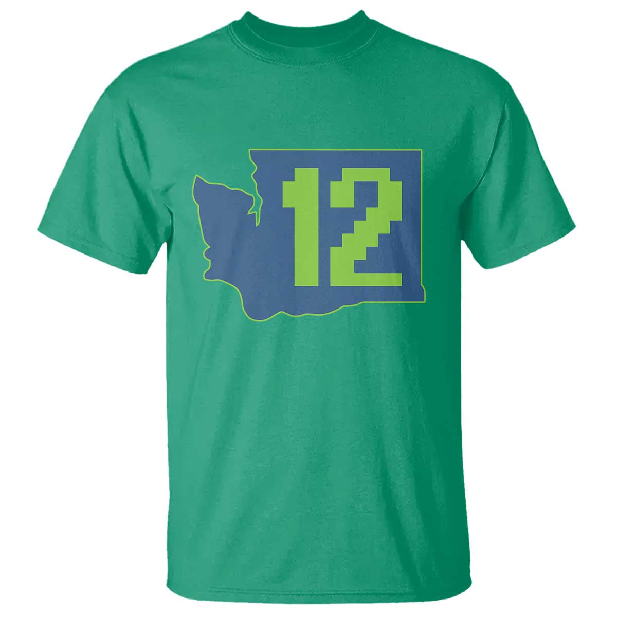 Washington State Map Number 12 T Shirt Pacific Northwest Sports Fan TS12 Irish Green Print Your Wear