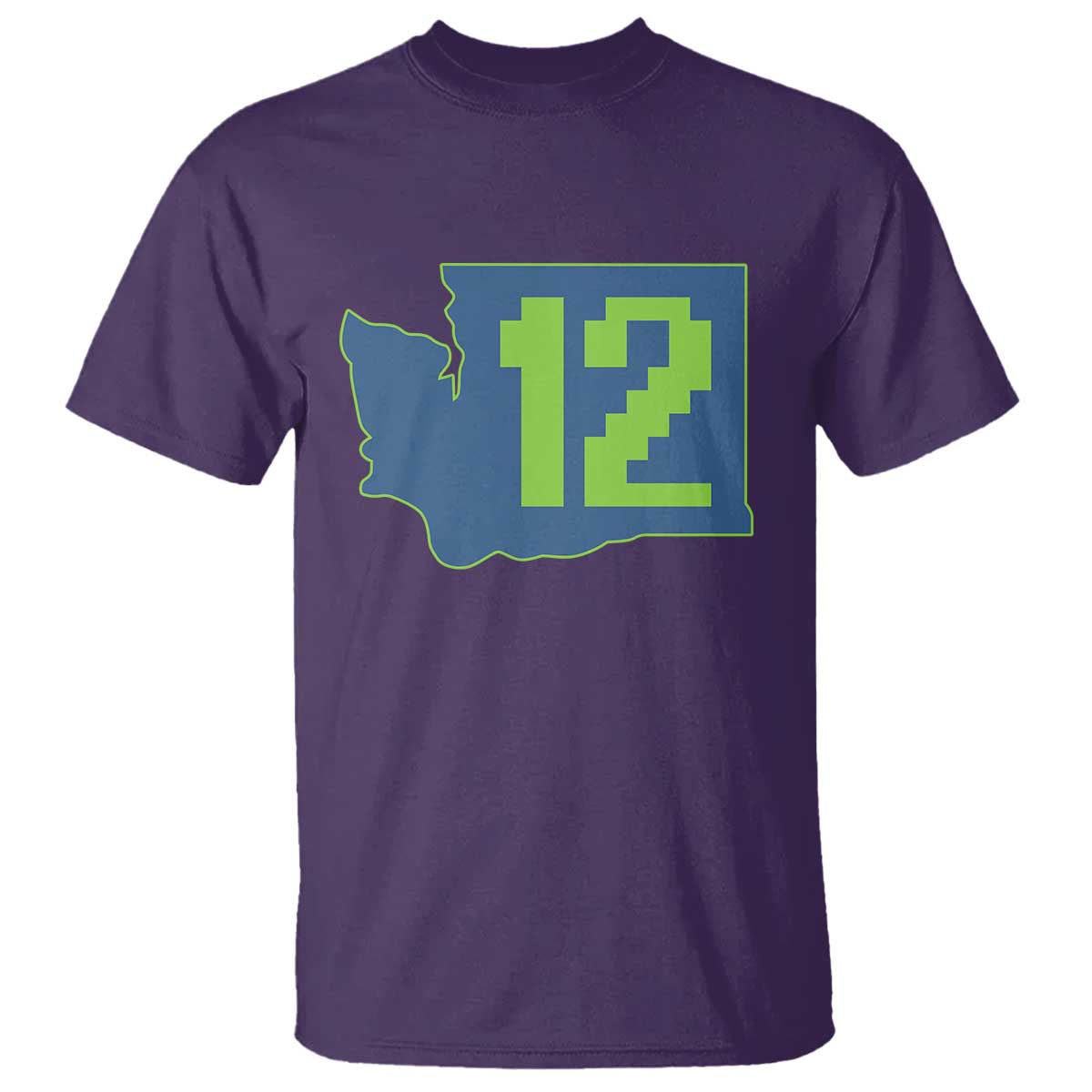 Washington State Map Number 12 T Shirt Pacific Northwest Sports Fan TS12 Purple Print Your Wear
