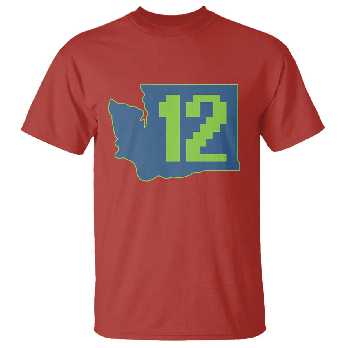 Washington State Map Number 12 T Shirt Pacific Northwest Sports Fan TS12 Red Print Your Wear