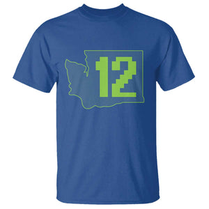 Washington State Map Number 12 T Shirt Pacific Northwest Sports Fan TS12 Royal Blue Print Your Wear