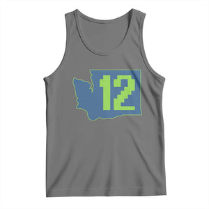 Washington State Map Number 12 Tank Top Pacific Northwest Sports Fan TS12 Black Heather Print Your Wear