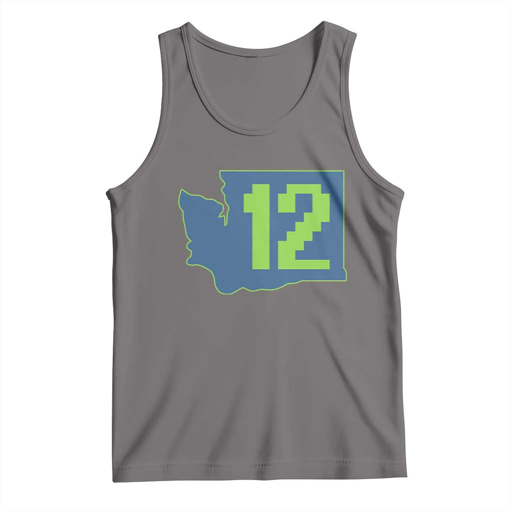 Washington State Map Number 12 Tank Top Pacific Northwest Sports Fan TS12 Deep Heather Print Your Wear