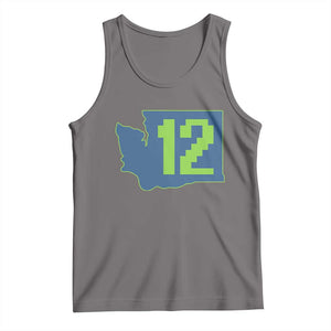 Washington State Map Number 12 Tank Top Pacific Northwest Sports Fan TS12 Deep Heather Print Your Wear