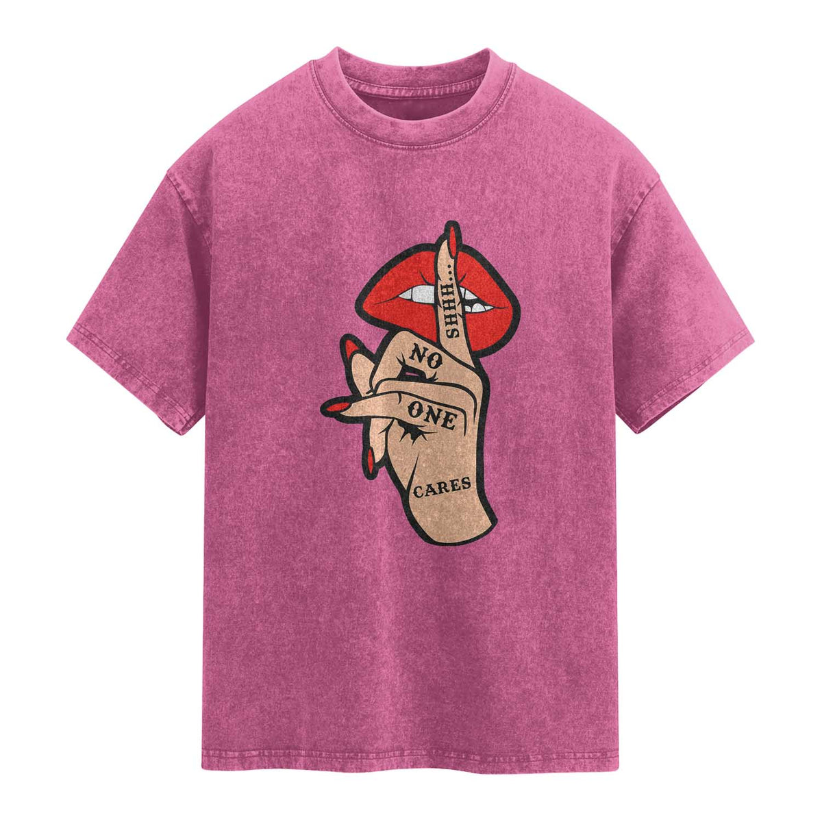 Shhh No One Cares Washed Cotton T-Shirt Sarcastic Humor Gift