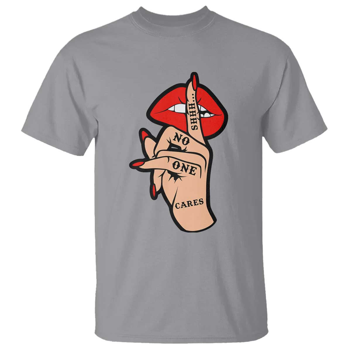 Shhh No One Cares T Shirt Sarcastic Humor Gift TS12 Sport Gray Print Your Wear