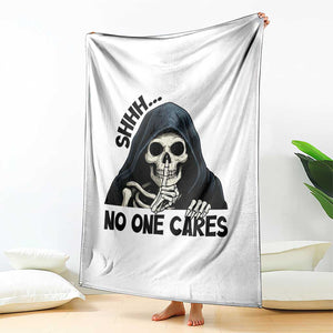 Funny Skeleton Humor Throw Blanket Shhh No One Cares TS12 Print Your Wear