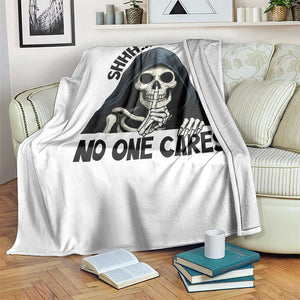 Funny Skeleton Humor Throw Blanket Shhh No One Cares TS12 Print Your Wear