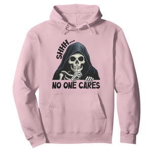 Funny Skeleton Humor Hoodie Shhh No One Cares TS12 Light Pink Print Your Wear