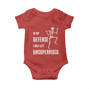 Funny Sarcastic Baby Onesie In My Defence I Was Left Unsupervised TS12 Red Print Your Wear
