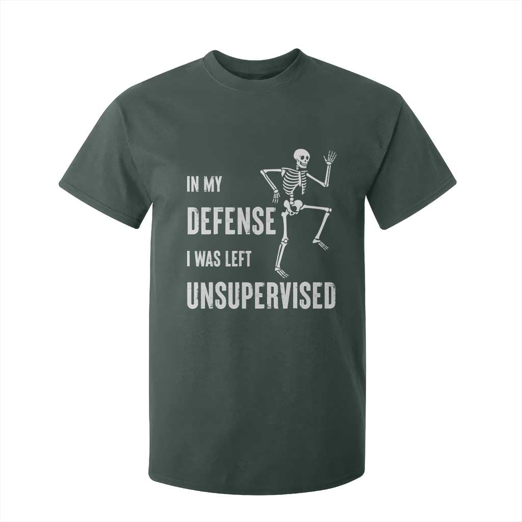 Funny Sarcastic T Shirt For Kid In My Defence I Was Left Unsupervised TS12 Dark Forest Green Print Your Wear