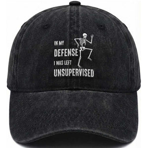 Funny Sarcastic Washed Cotton Baseball Cap In My Defence I Was Left Unsupervised TS12 Print Your Wear