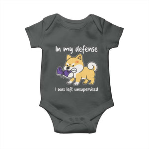 Sarcastic Dog Lover Baby Onesie In My Defense I Was Left Unsupervised TS12 Dark Heather Print Your Wear